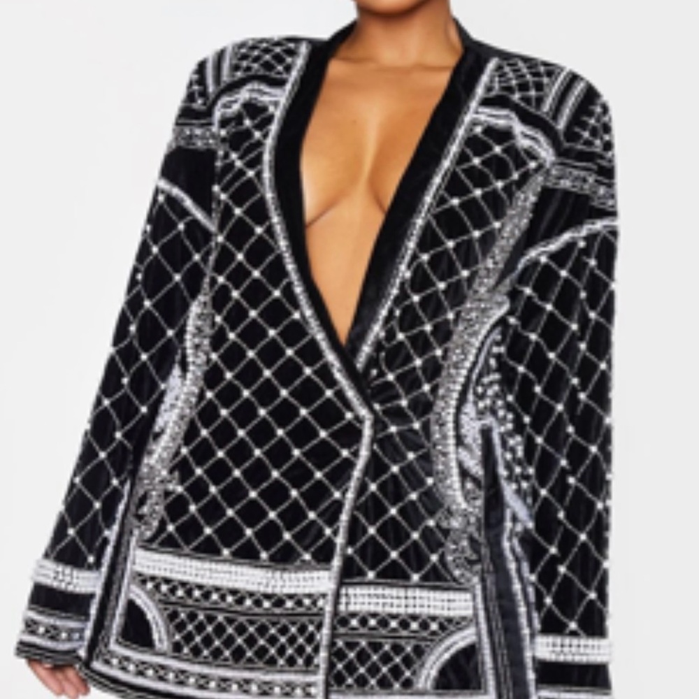 Black and Silver Embellished Blazer